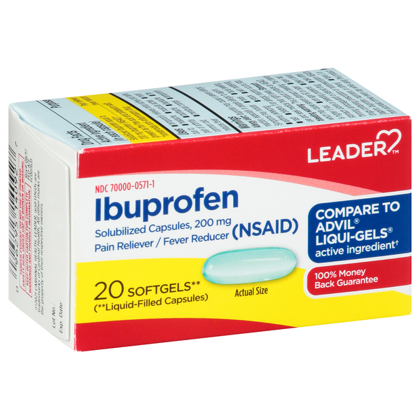 Image for Leader Ibuprofen, 200 mg, Softgels,20ea from KINGS DISCOUNT DRUG